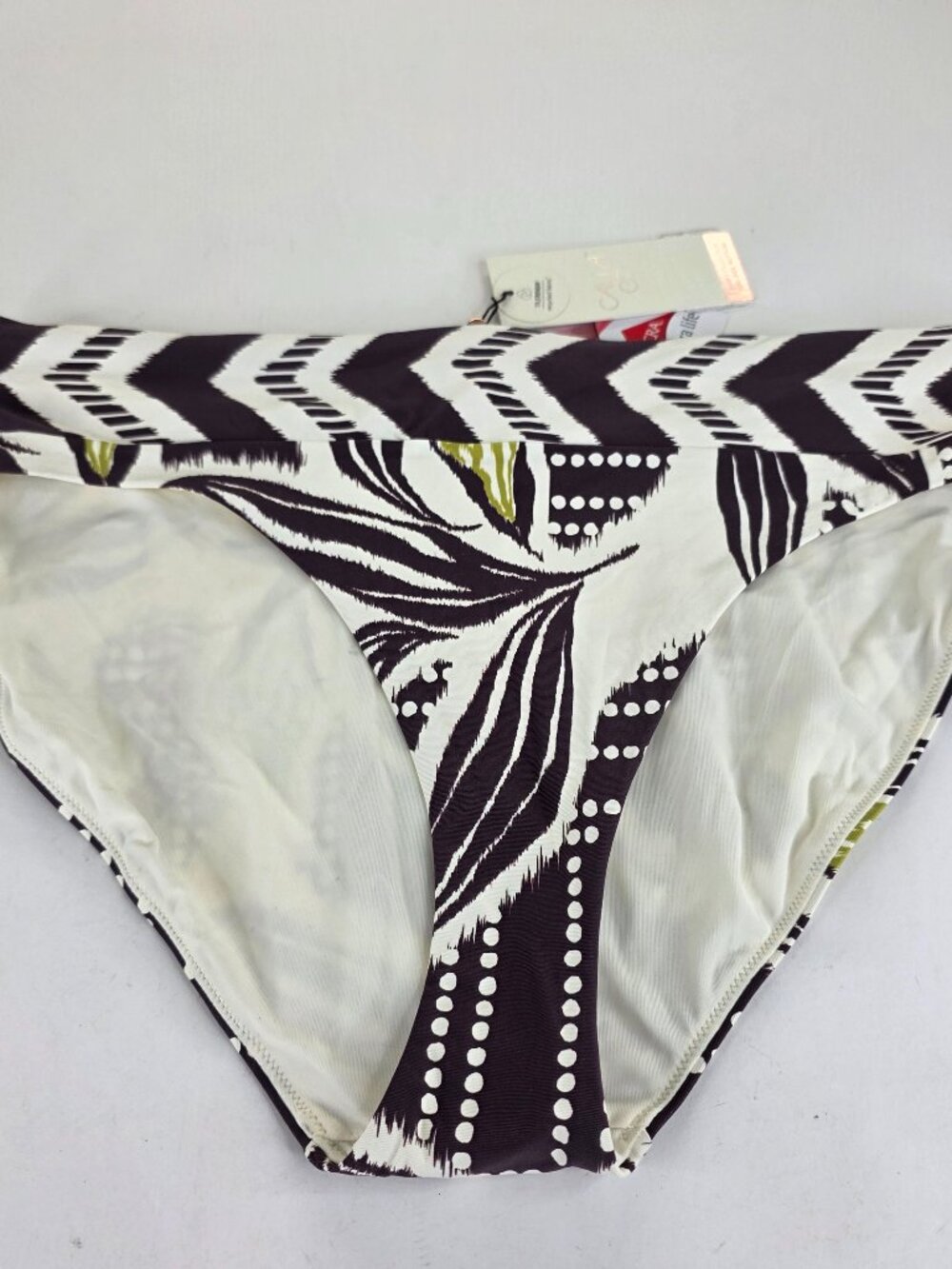 Calia Bikini Bottom Womens Tropical Geometric Print Mid Rise Swim Size Large